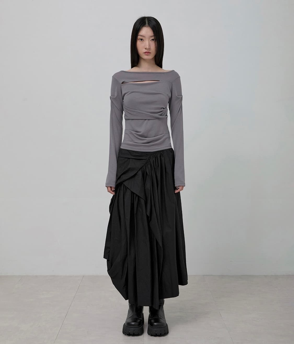 (새상품) 플레어업 flareup 블랙 롱 스커트 draped skirt 상품이미지4