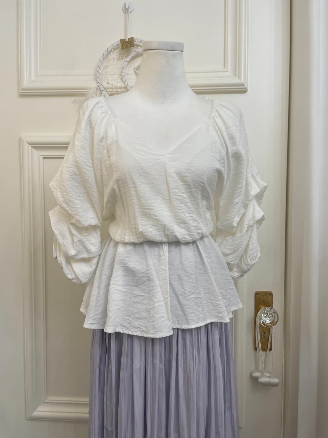 ivory pleats shirring waist banding blou 상품이미지1