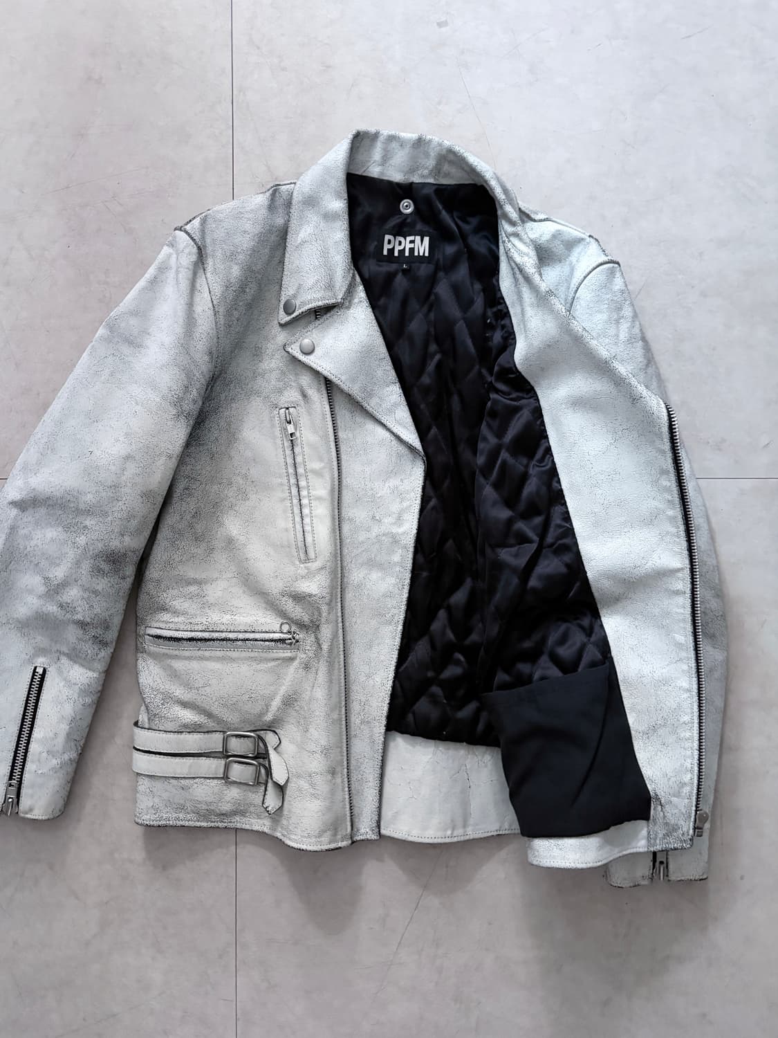 Y2K PPFM Distressed Leather Rider Jacket 상품이미지7