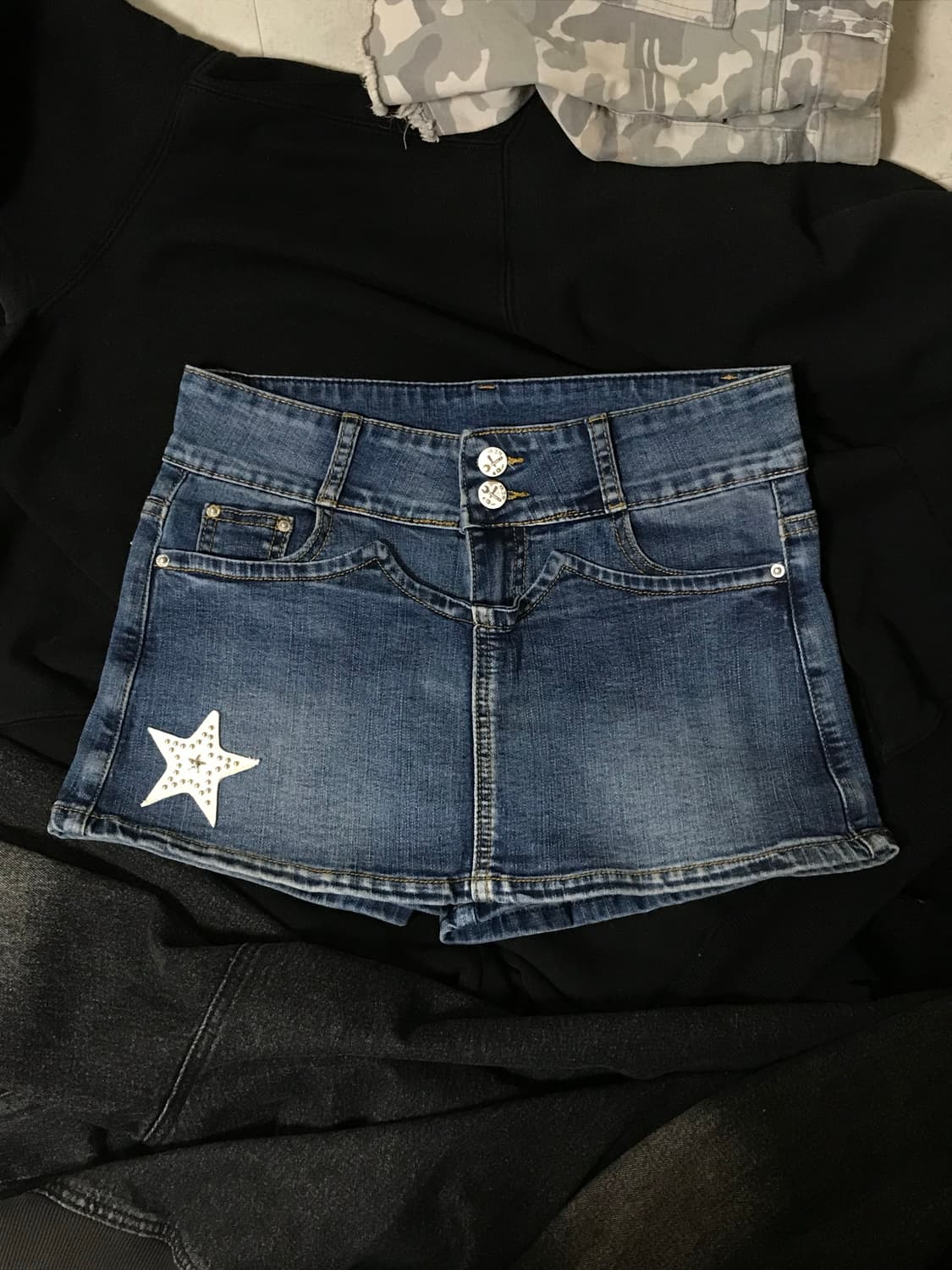 Star printed y2k denim shorts 상품이미지1