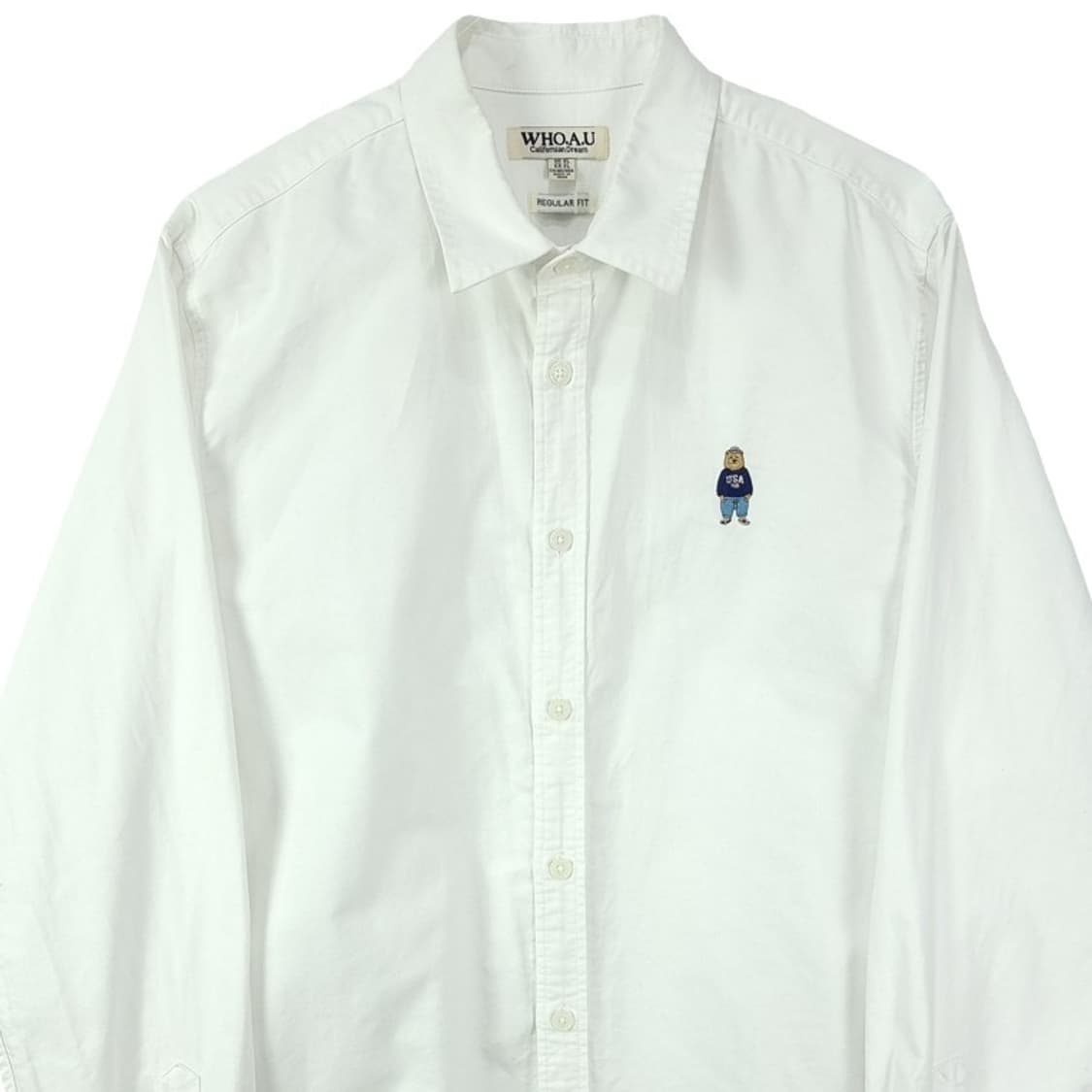 [후아유] 곰돌이 자수 셔츠 화이트 M18959 상품이미지4