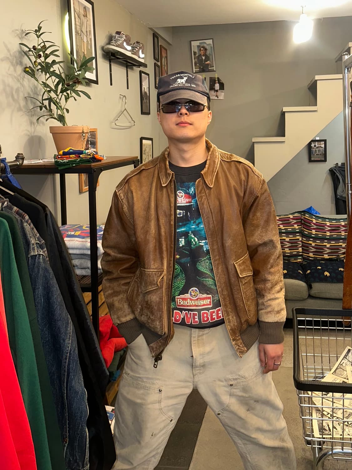 80’s Avirex A-2 hard aging flight jacket 상품이미지3