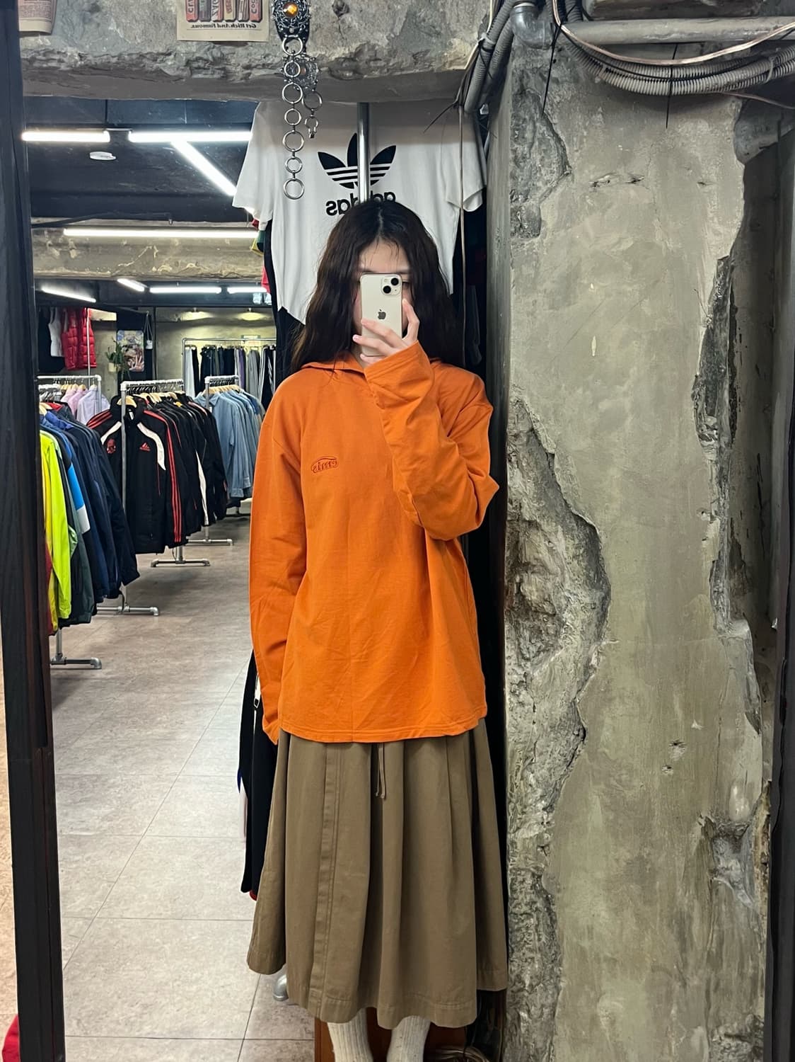 이미스 후드 긴팔티 오렌지 M #csz2446 상품이미지2