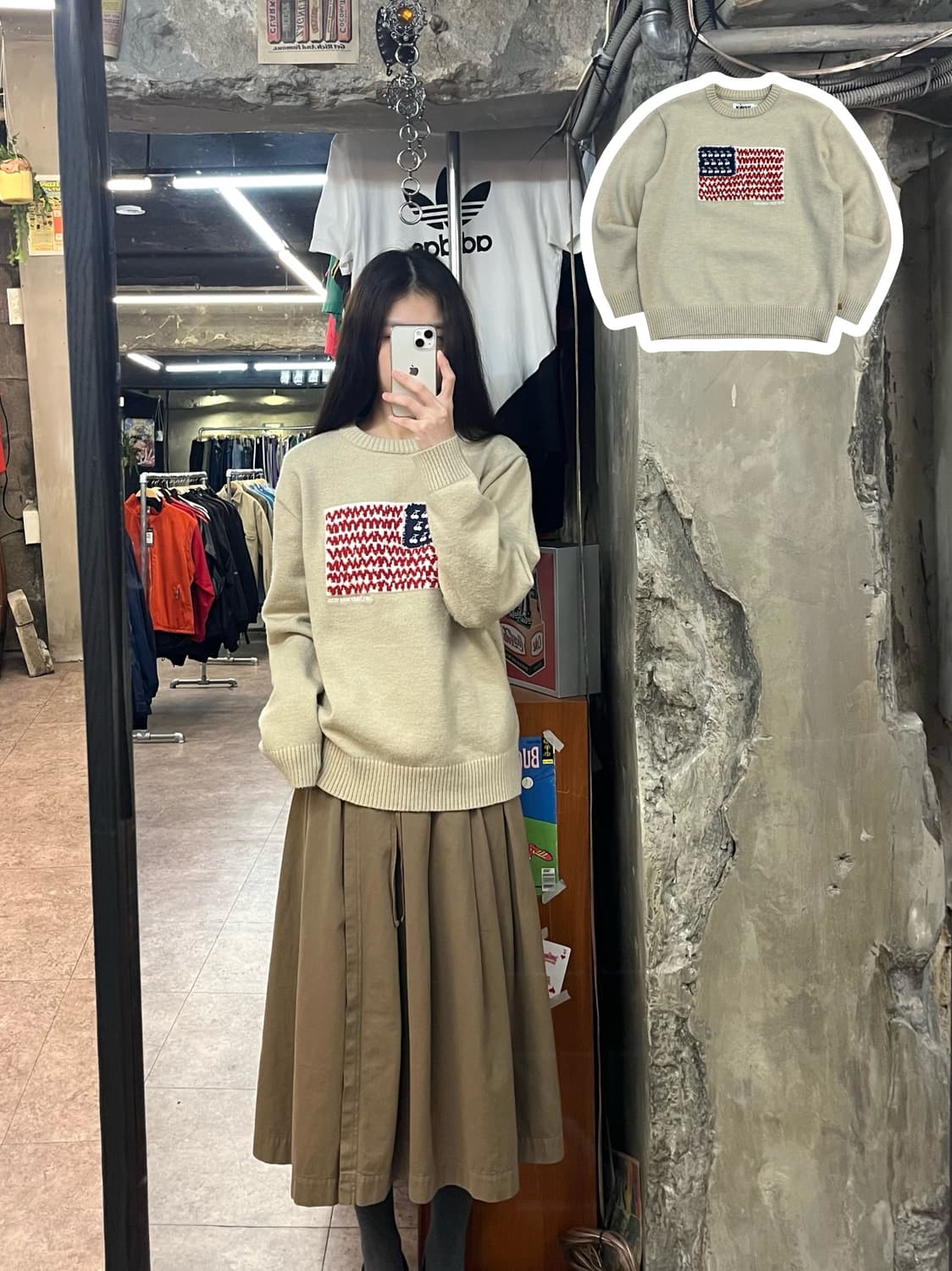 키르시 USA 그래픽 니트 베이지  #csz2873 상품이미지1