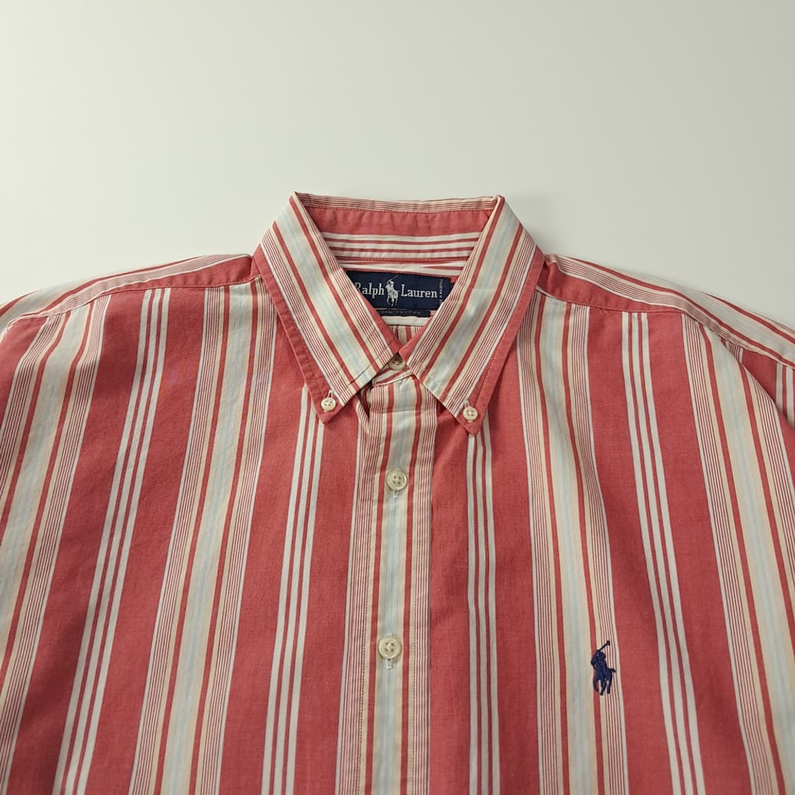 CK301 L 폴로 90s 워시드 레드 프레피 스트라이프 셔츠 남방 상품이미지2