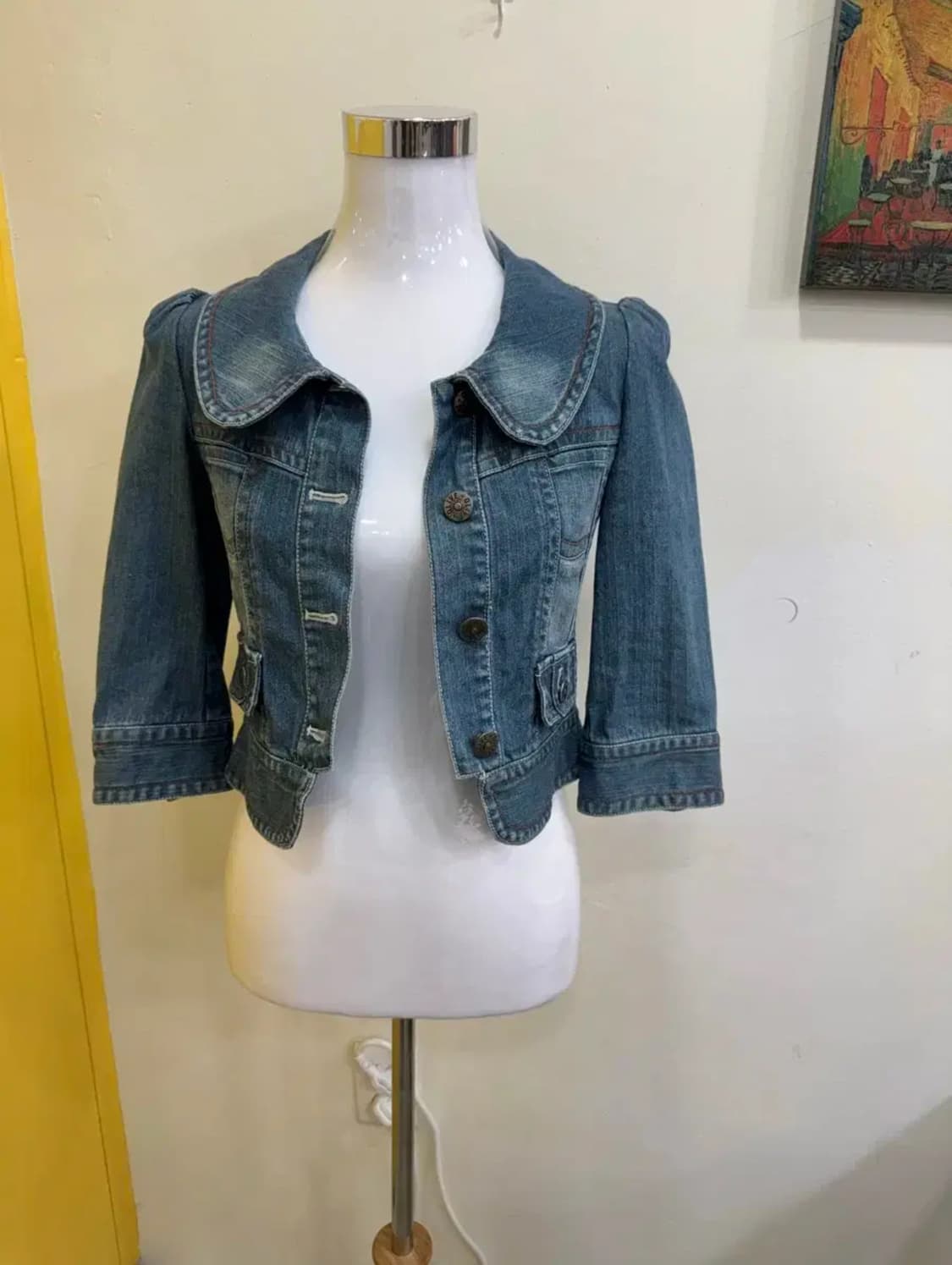 올리브데올리브 크롭 데님자켓/여성스러운 핏/봄가을 아우터 상품이미지2