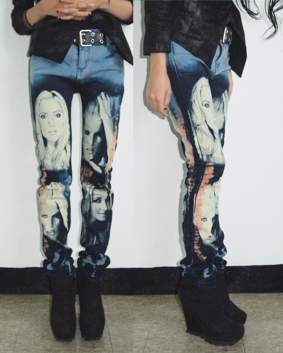 jpn vtg 키치 프린트 로우라이즈 스키니진 상품이미지1