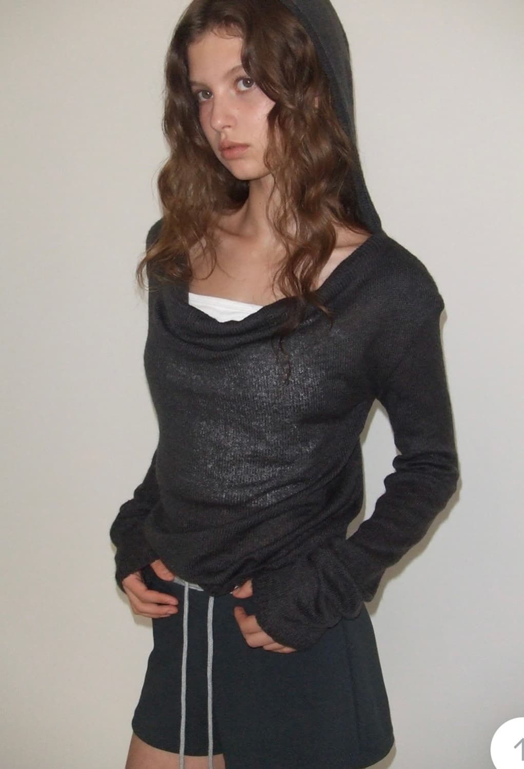 블랙업 모햄 모헤어 후드 니트 블랙 상품이미지1