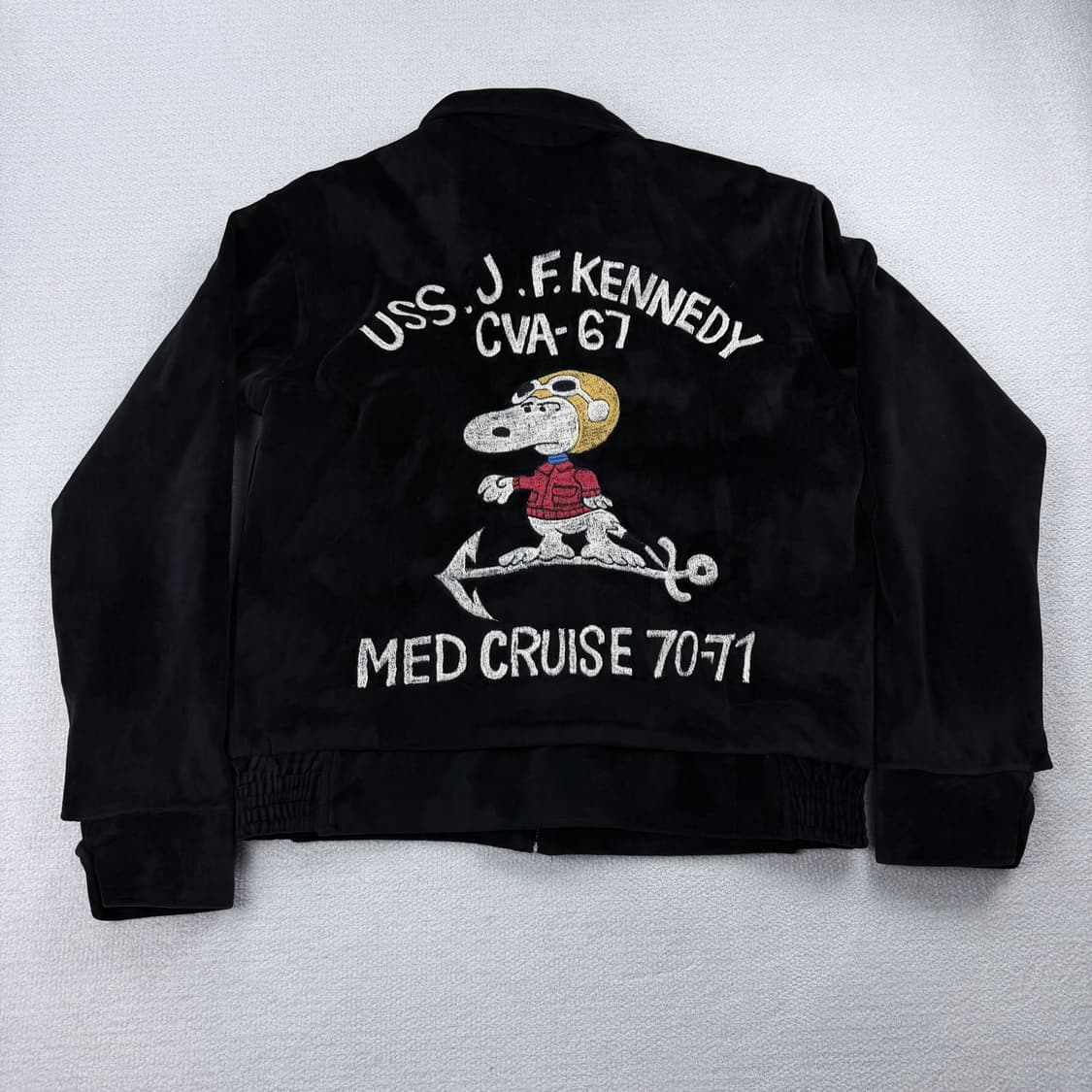Military souvenir 복각 스누피 자수 벨벳 자켓 상품이미지6