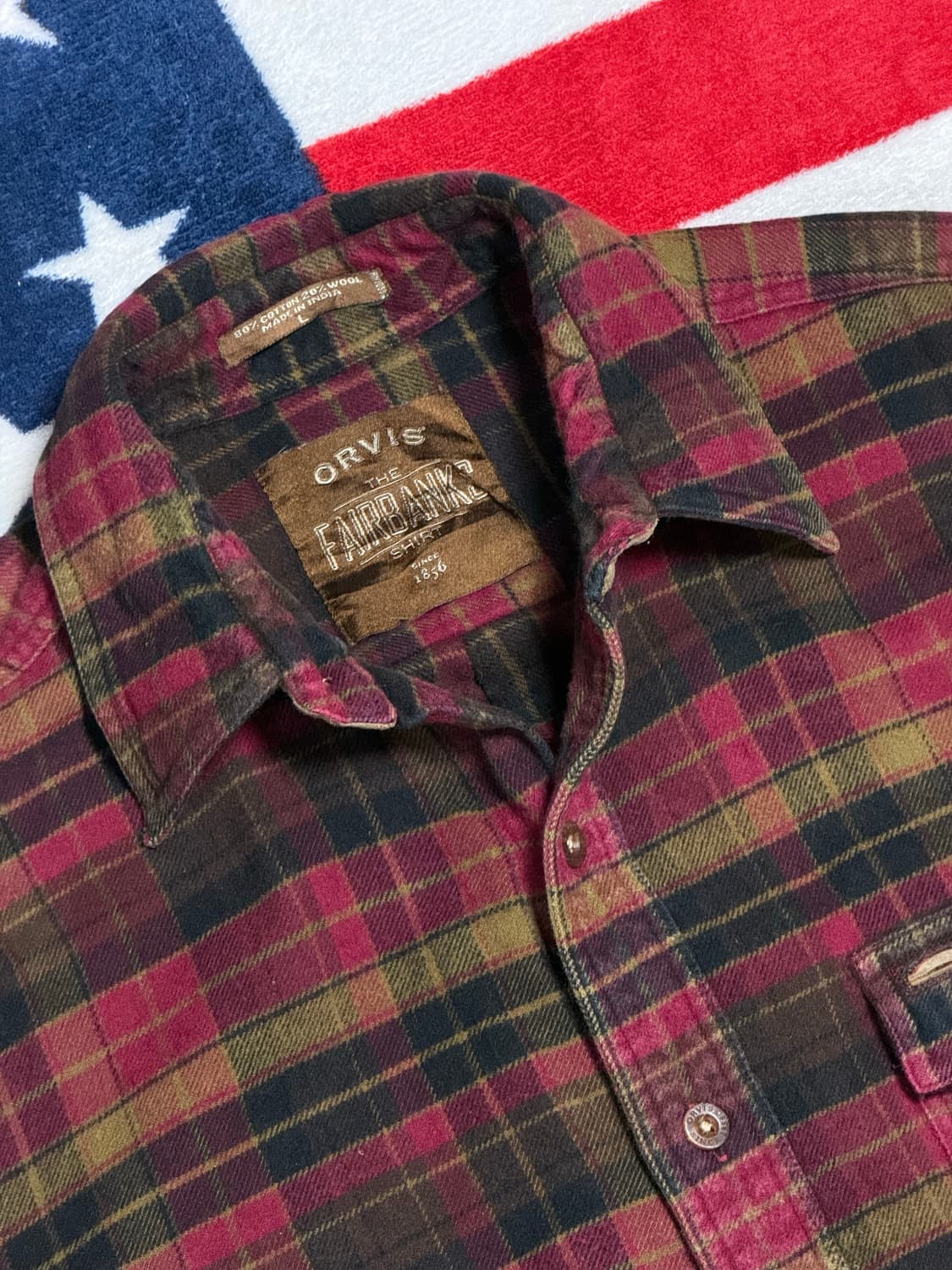 오비스헤비플란넬셔츠 Orvis flannel shirt 스웨이드엘보패치 상품이미지6