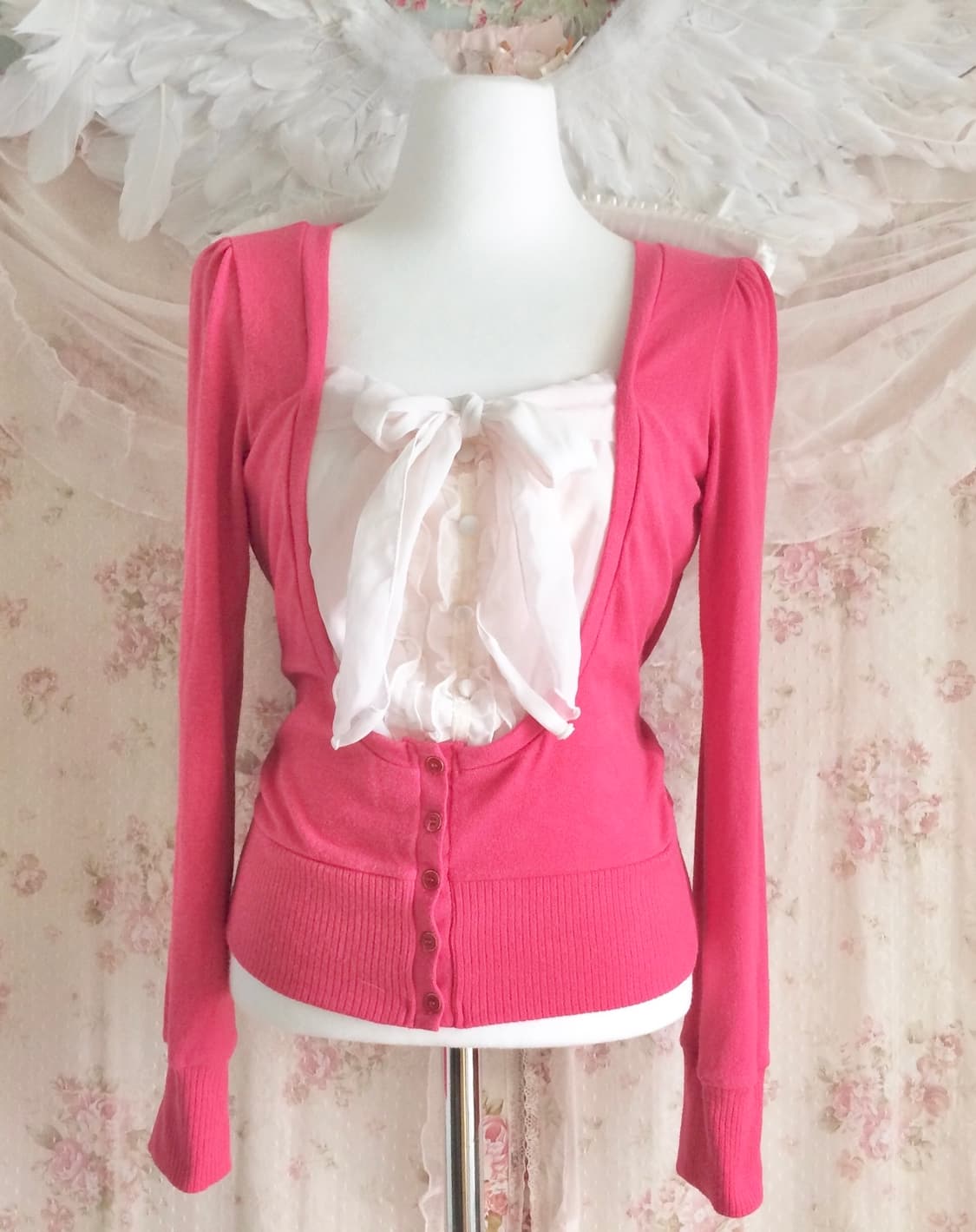 Vintage Bye Bye pink blouse layered milk 상품이미지1