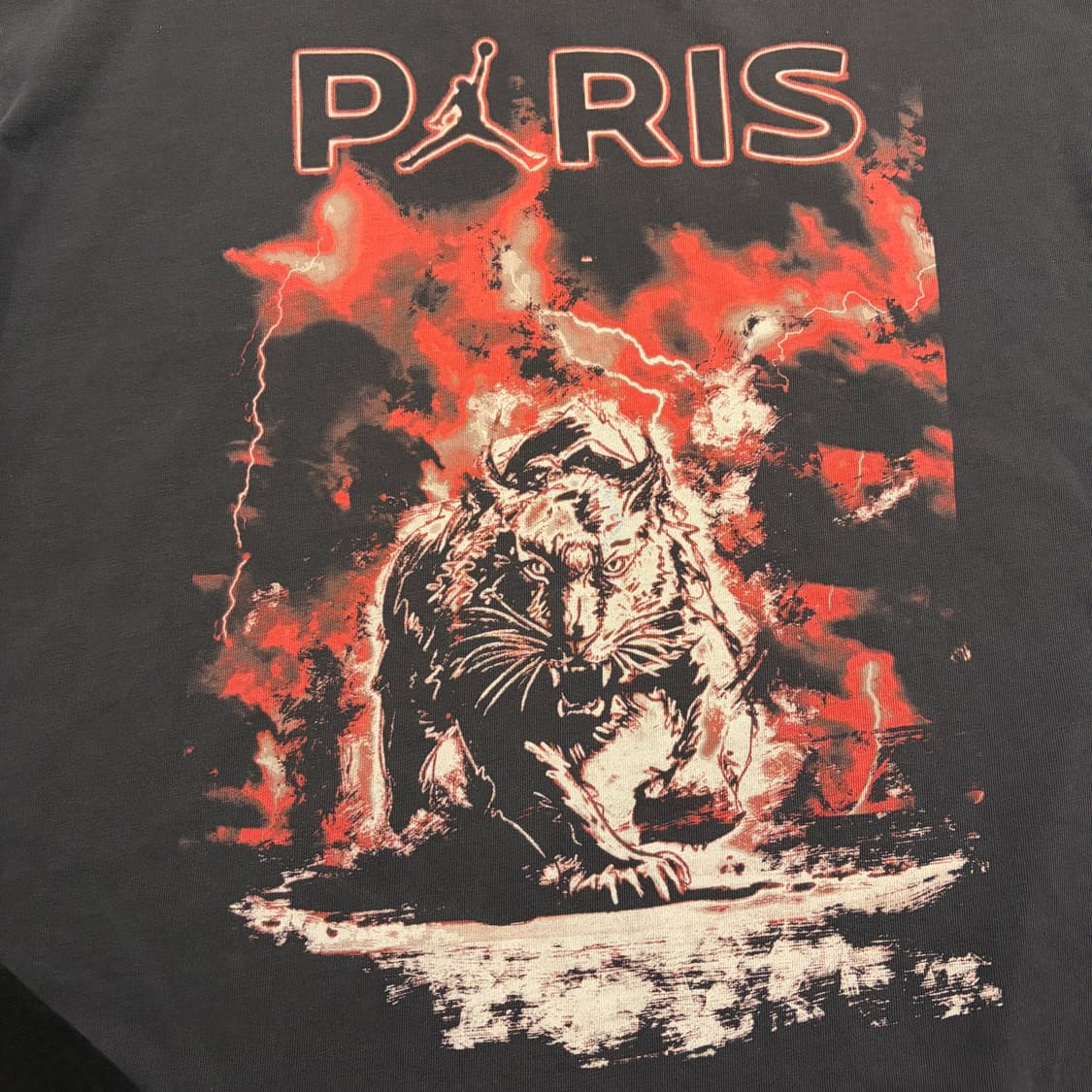 [XL] 조던 파리 생제르망 반팔 티셔츠 워싱 블랙 C273 상품이미지4