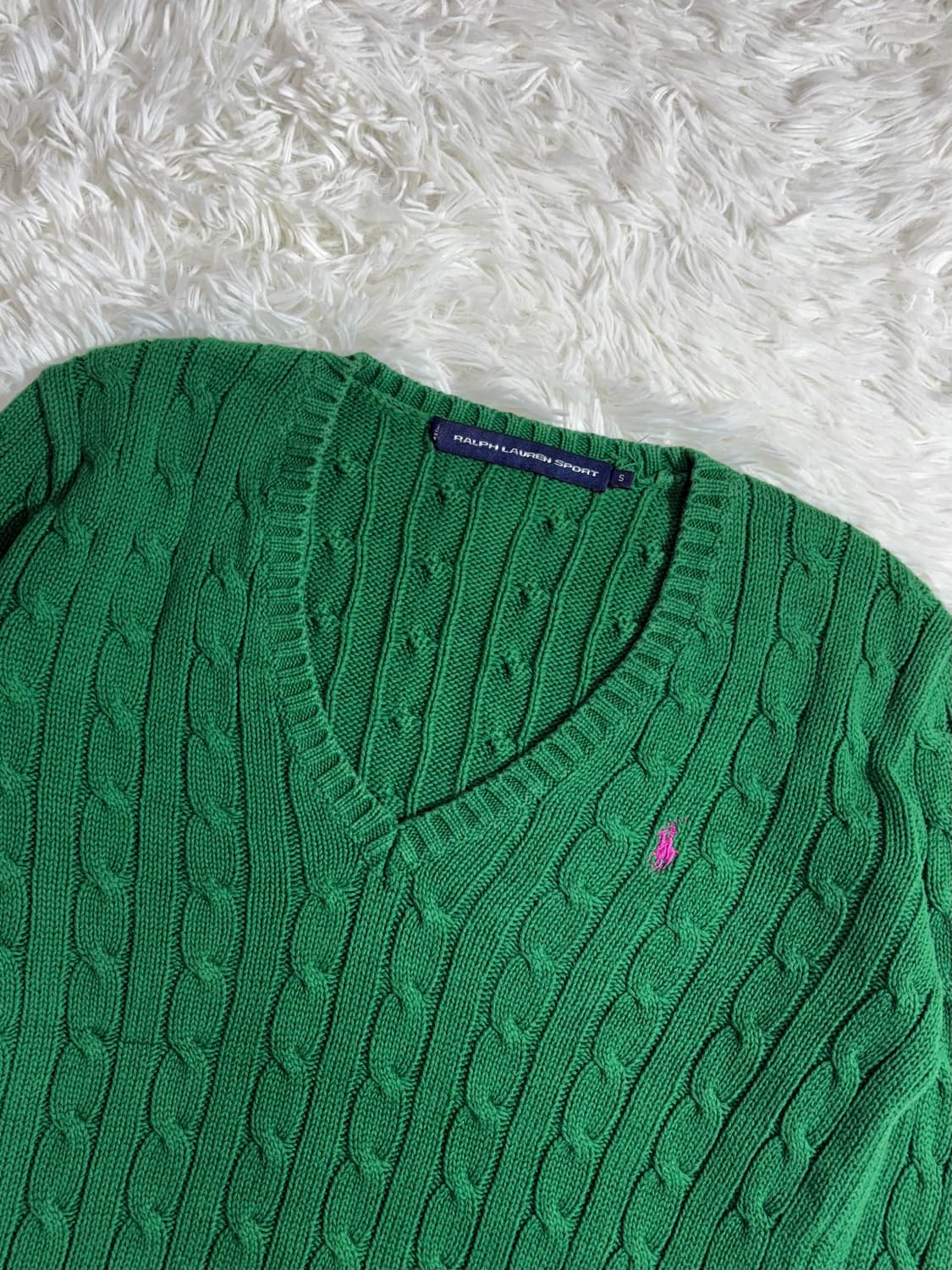 폴로 랄프로렌 그린 포니 브이넥 니트  상품이미지5