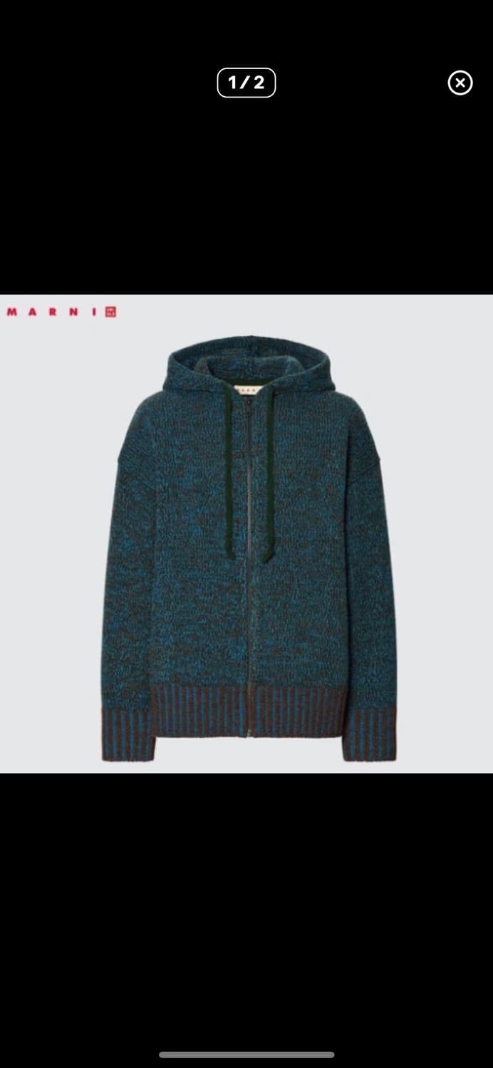 (구매) 마르니 유니클로 믹스 컬러 얀 니트 후드 집업 상품이미지1