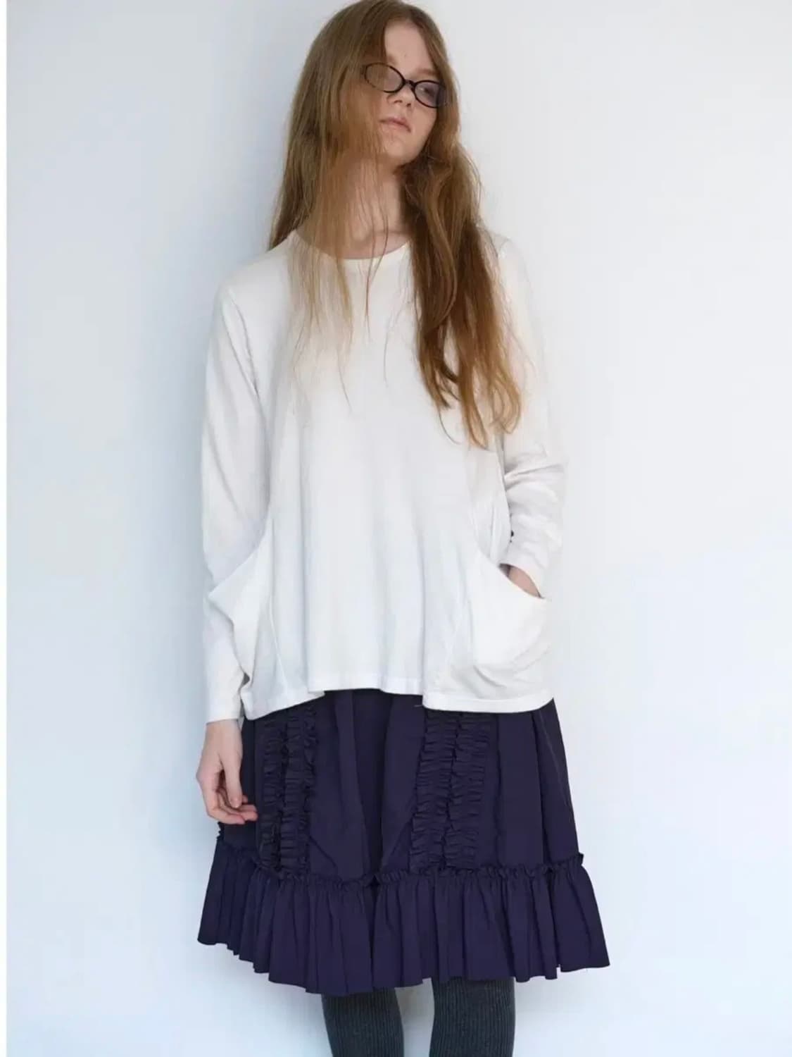 생긴스튜디오 러플 나일론 스커트 퍼플 상품이미지2