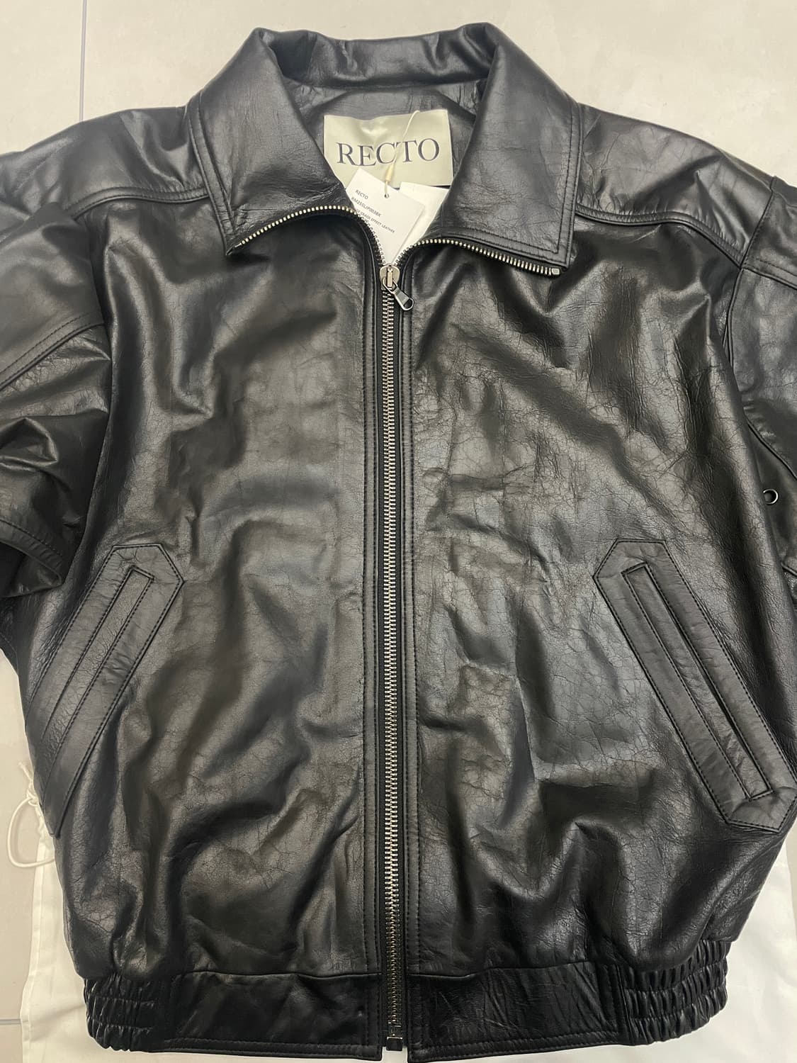 렉토 빈티지 크랙 레더 자켓 새상품 상품이미지4