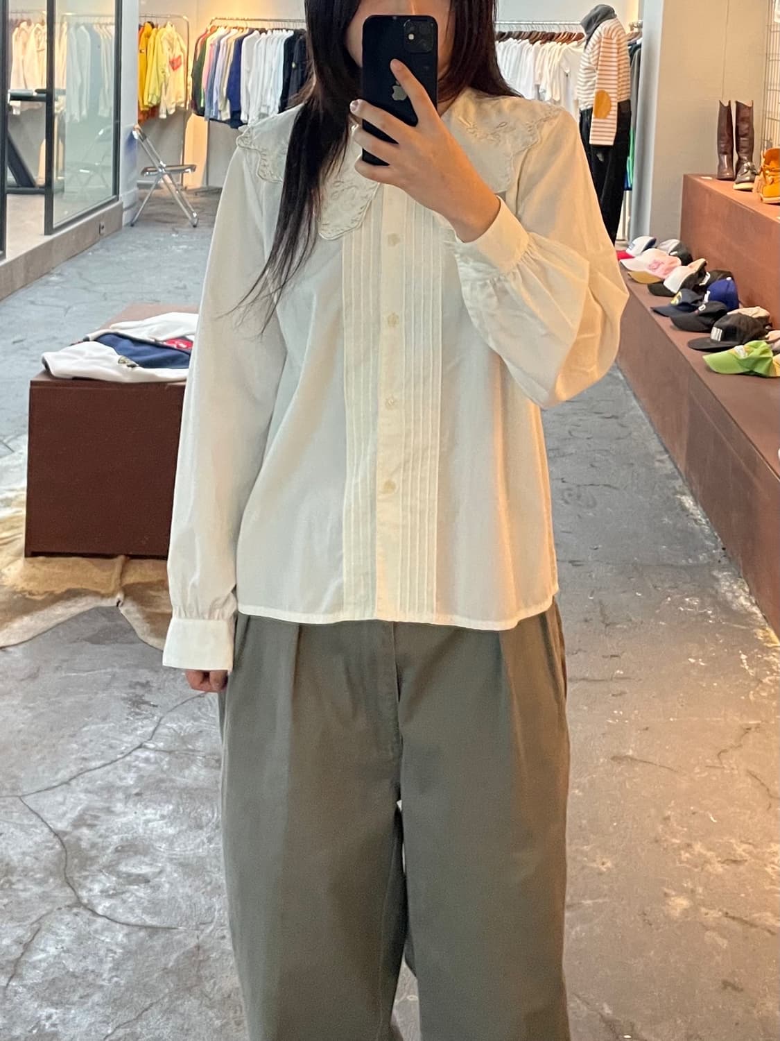 빈티지 레이스카라 블라우스 H485 상품이미지1