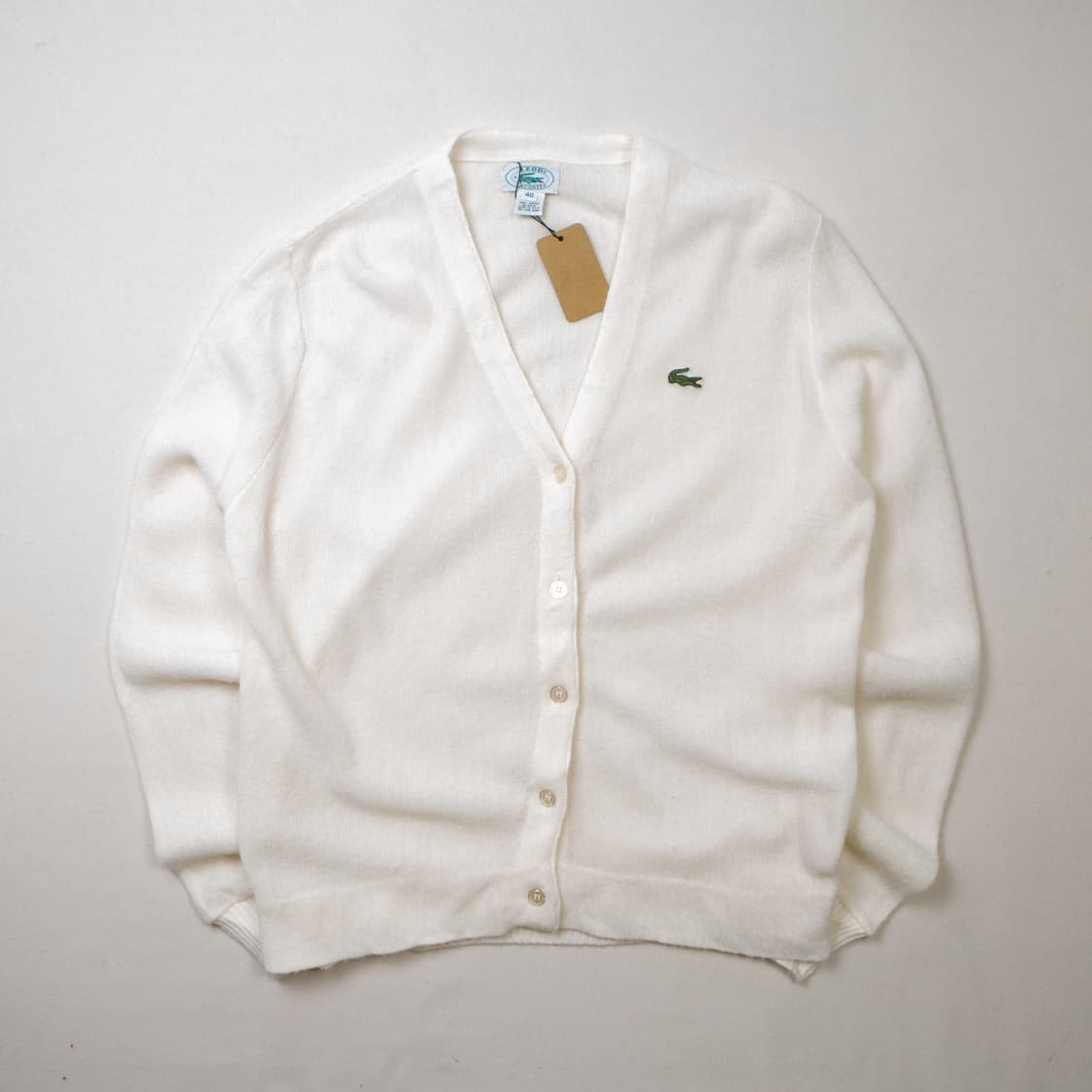 80s IZOD 라코스테 아크릴 가디건 화이트 상품이미지1