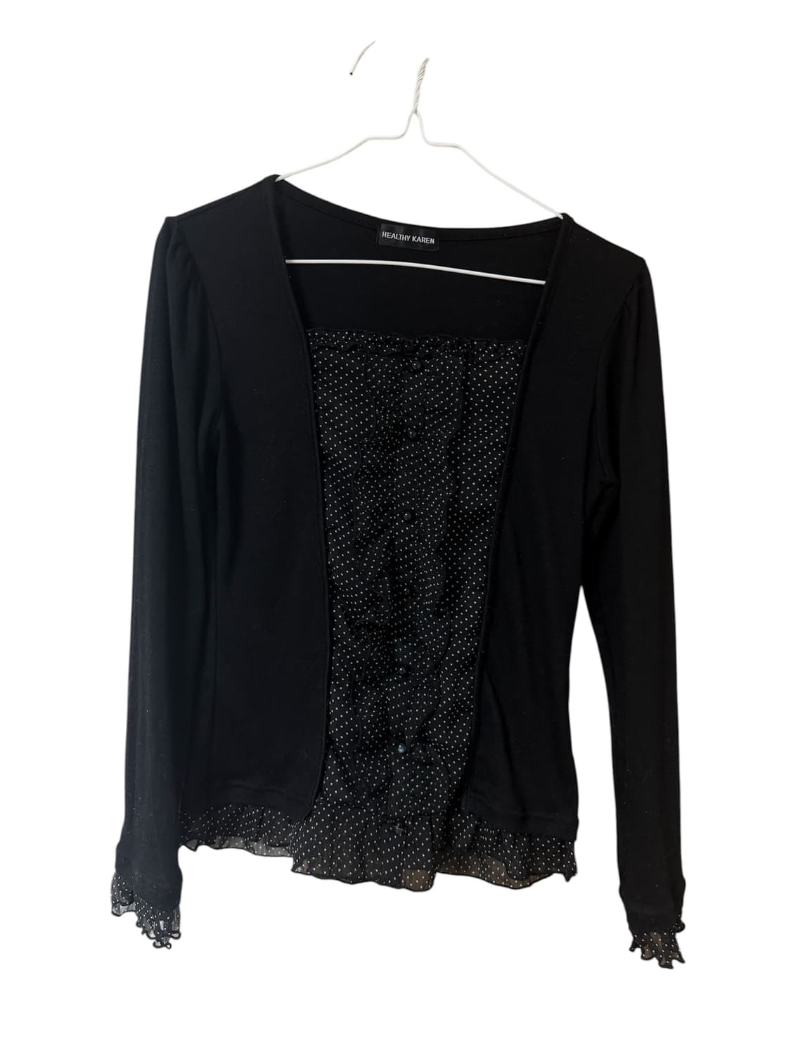 healthy karen 빈티지 도트 레이어드 블라우스 티셔츠 상품이미지1