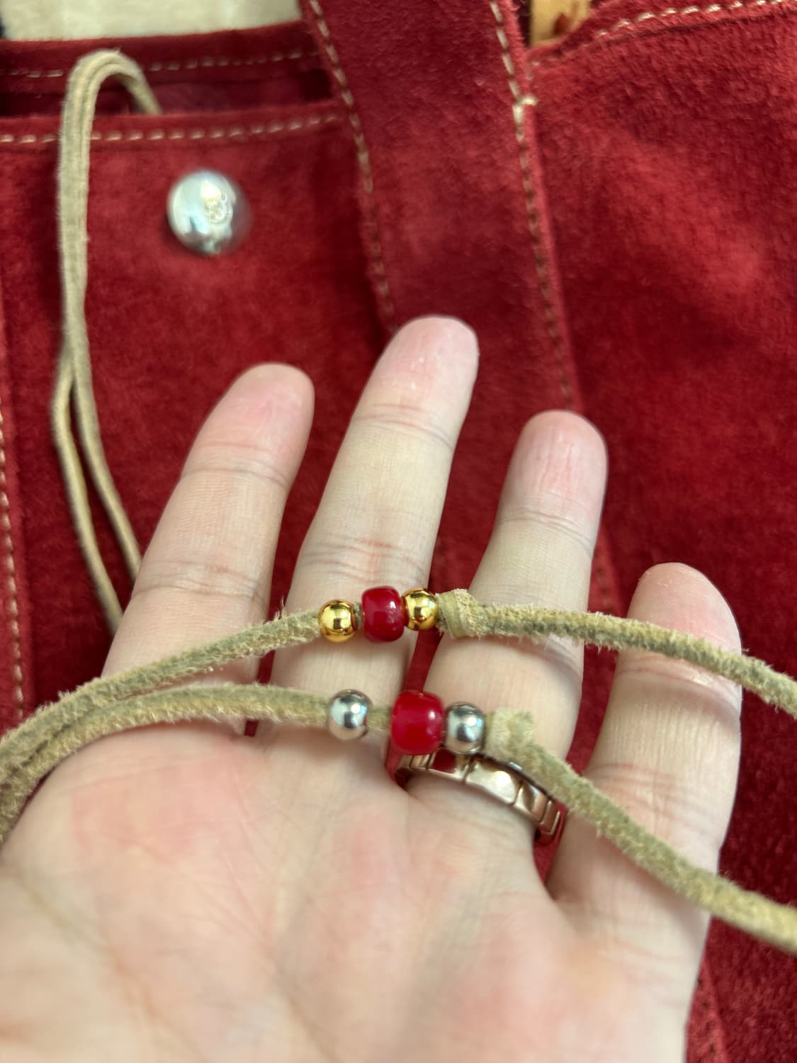 VISVIM 레드 스웨이드 TETON 토트백+고로스 콘초 커스텀 상품이미지3