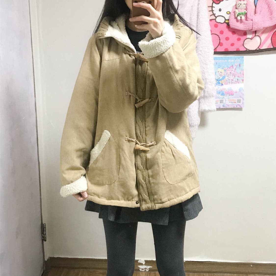 빈티지 떡코 더플 퍼 코트 무스탕 패딩 모리걸 아오이유우 하구미 페어리 상품이미지1
