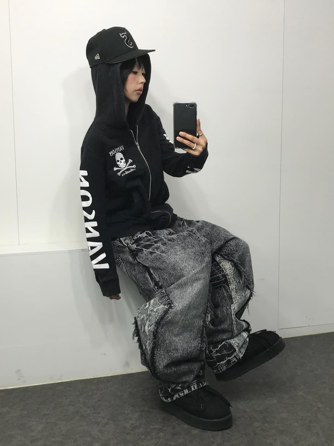 Vanson Skull Printing Hood Zip-Up 상품이미지7