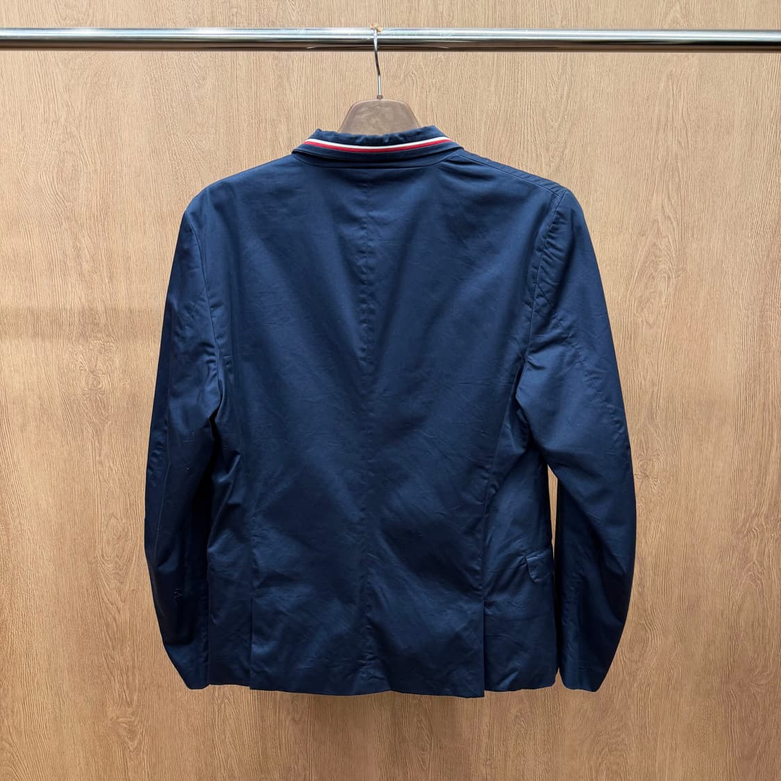 디젤 싱글 자켓 라펠 라인 레드 화이트 스트라이프 트림 디테일 네이비 상품이미지3