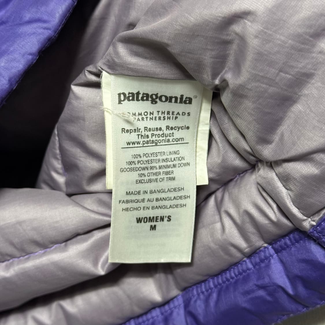 M 파타고니아 여성용 구스다운 퍼플 경량패딩 상품이미지5