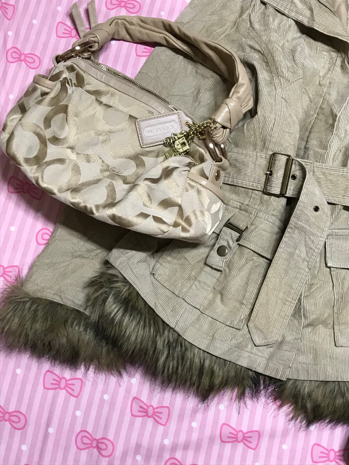 코튜로이 퍼 트렌치 자켓 y2k 오네갸루 상품이미지2