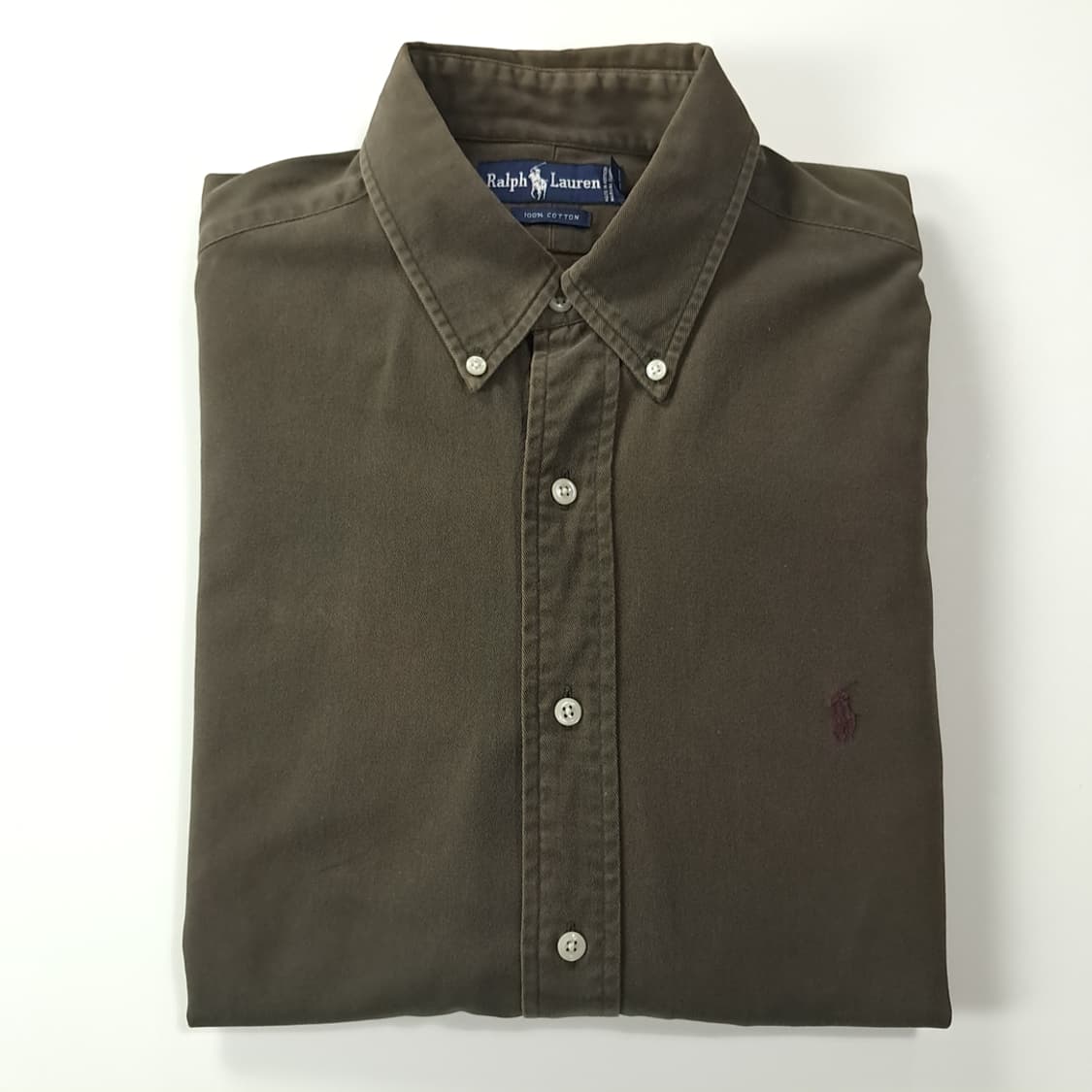CK266 L 폴로 90s 미국판 다크 올리브 셔츠 남방 상품이미지7