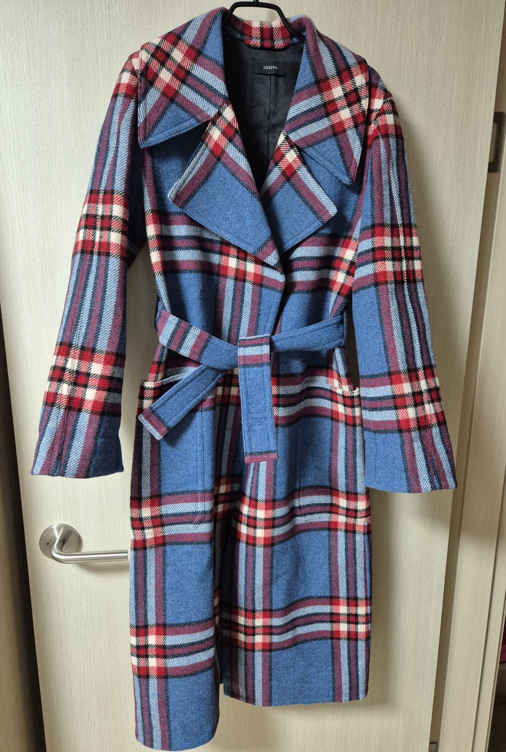 (새제품) JOSEPH 조셉 블루 체크 벨트 코트 을코트 34 상품이미지1