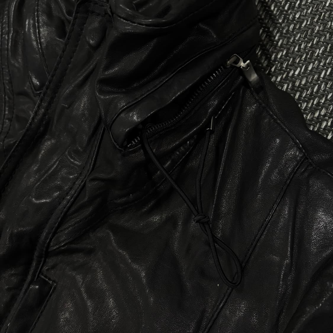 램스킨 슬림핏 히든후드 자켓 블랙 상품이미지8