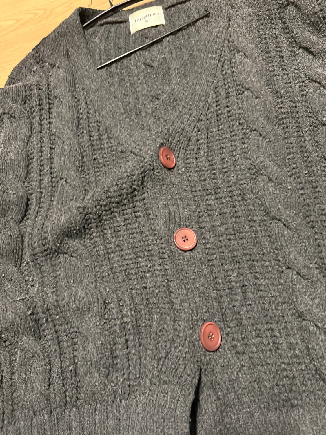 쓰리타임즈 케이블 울 가디건 차콜 상품이미지7