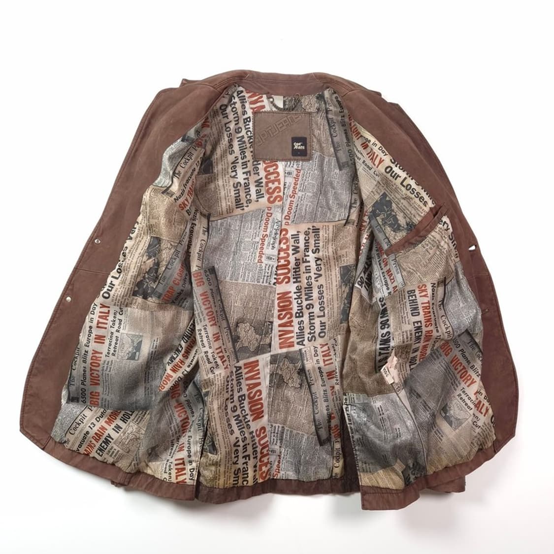 OPT JEANS 빈티지 뉴스페이퍼 안감 리얼 양가죽 블레이저 L 상품이미지6