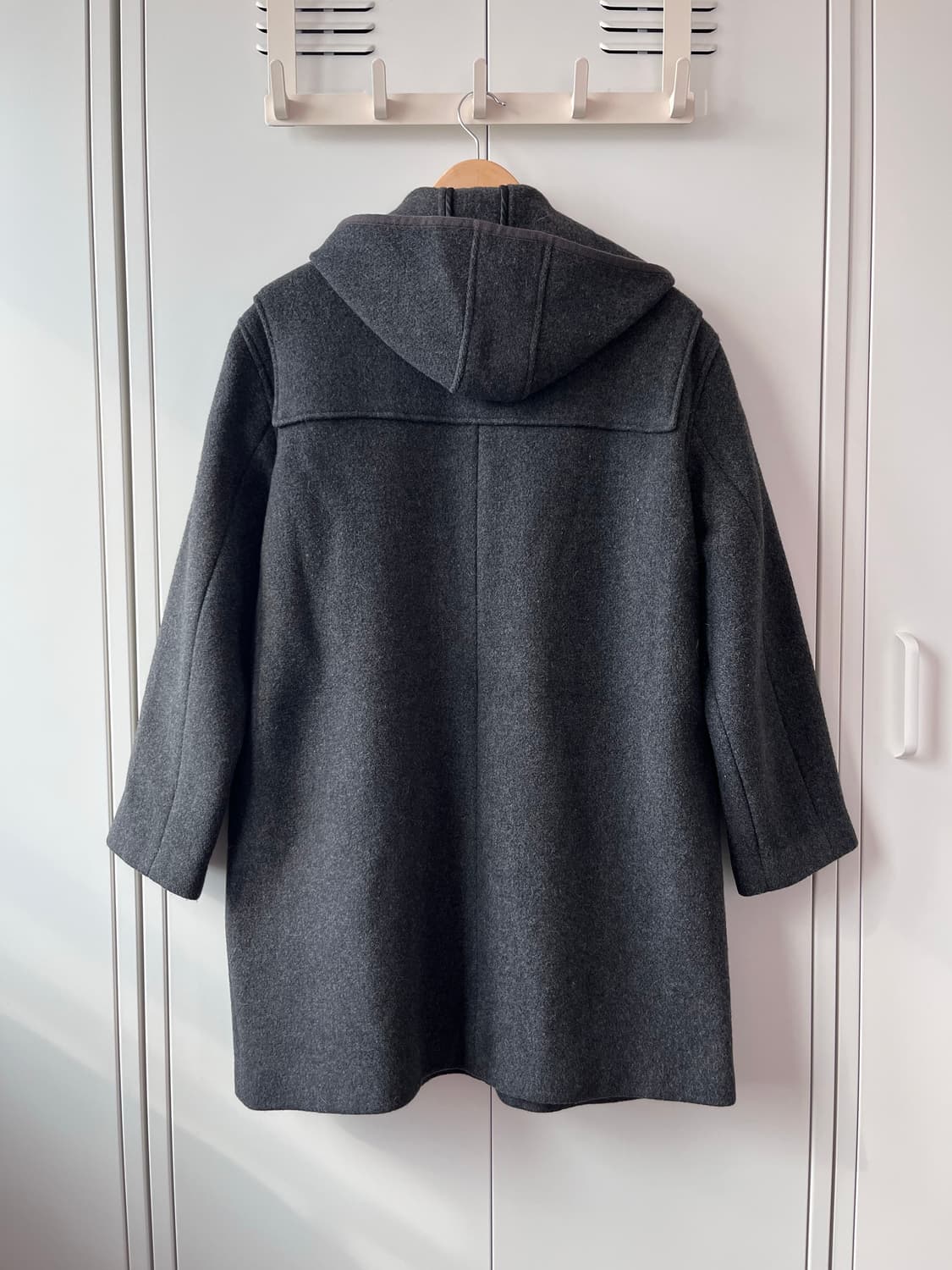 Mademoiselle non non 그레이 후드 울 버튼 롱코트 상품이미지9