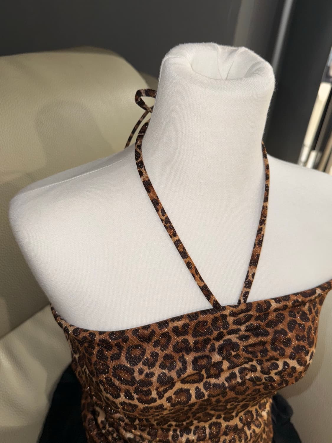 glitter leopard halter-neck top 상품이미지3