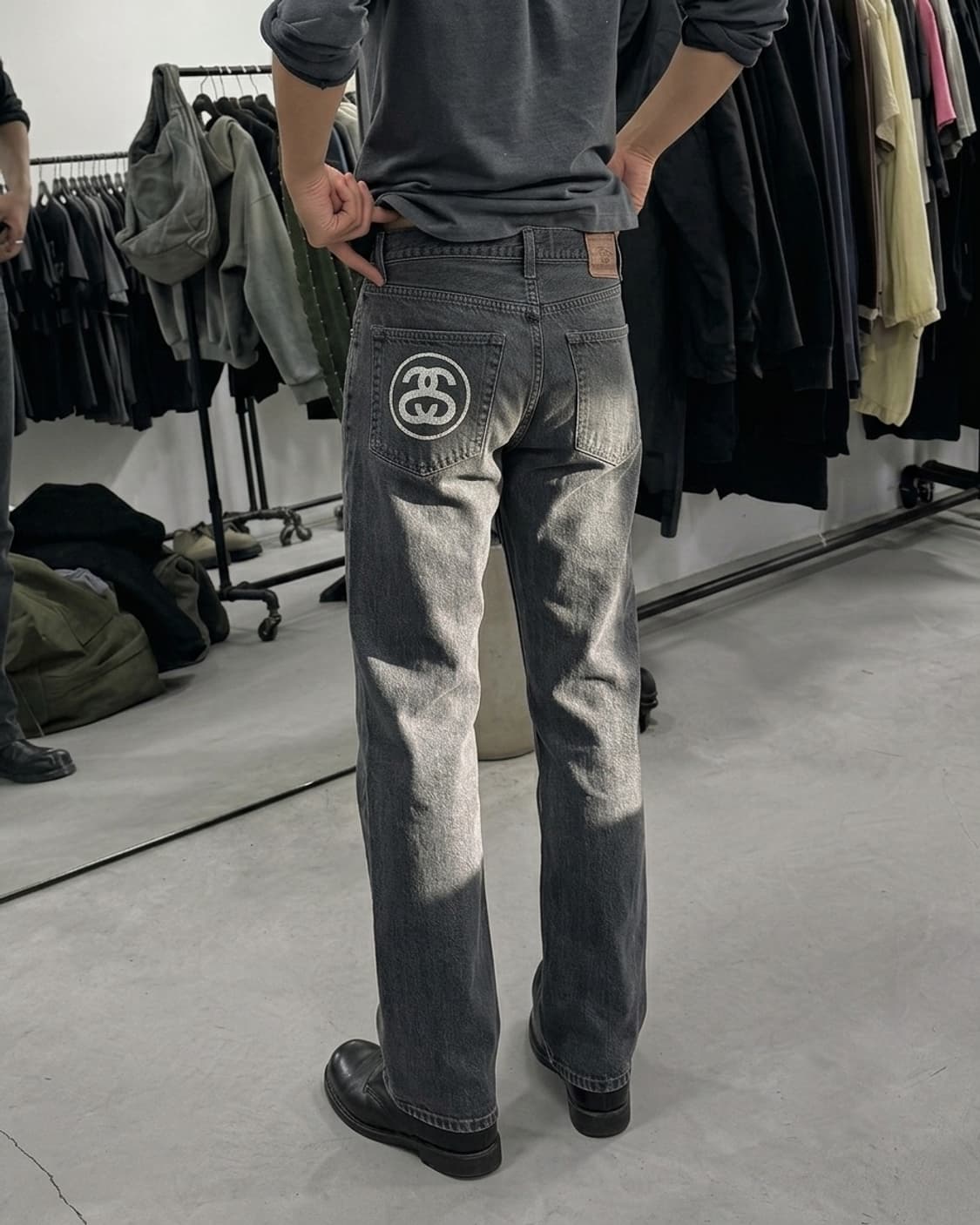 2000s 스투시 Rough & Rugged 더블에스링크 흑청 데님 팬츠 상품이미지1