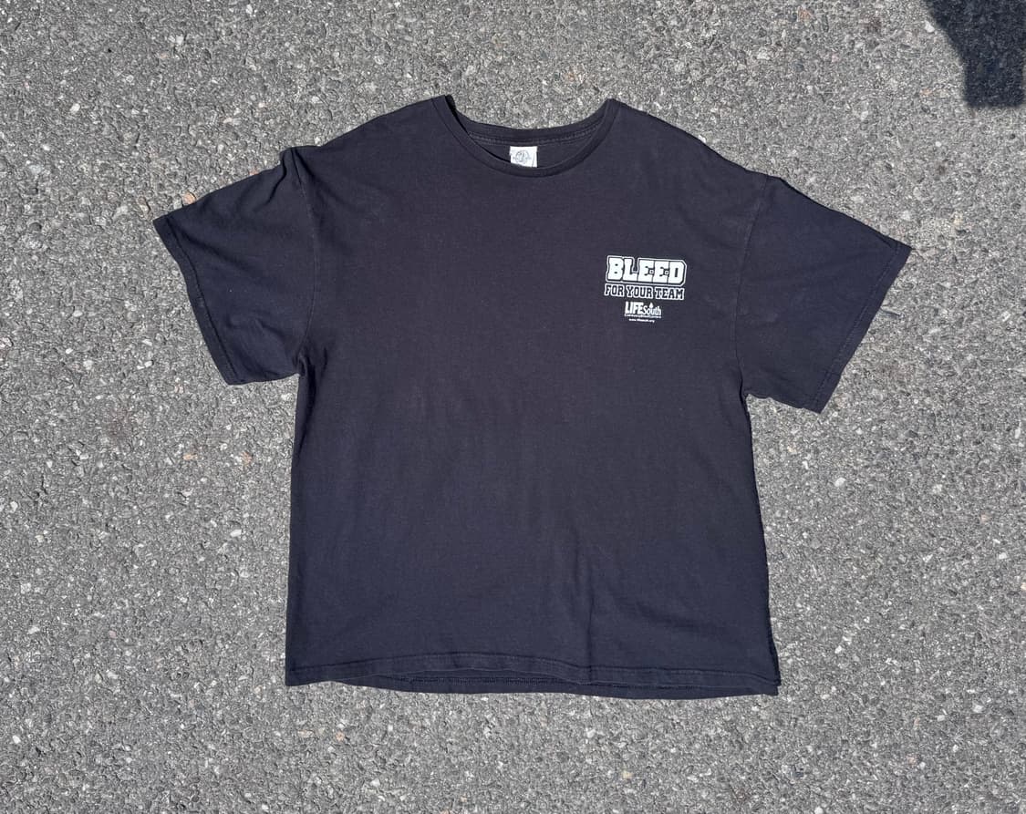 빈티지 "BLEED FOR YOUR TEAM" 그래픽 반팔 XL 755 상품이미지1
