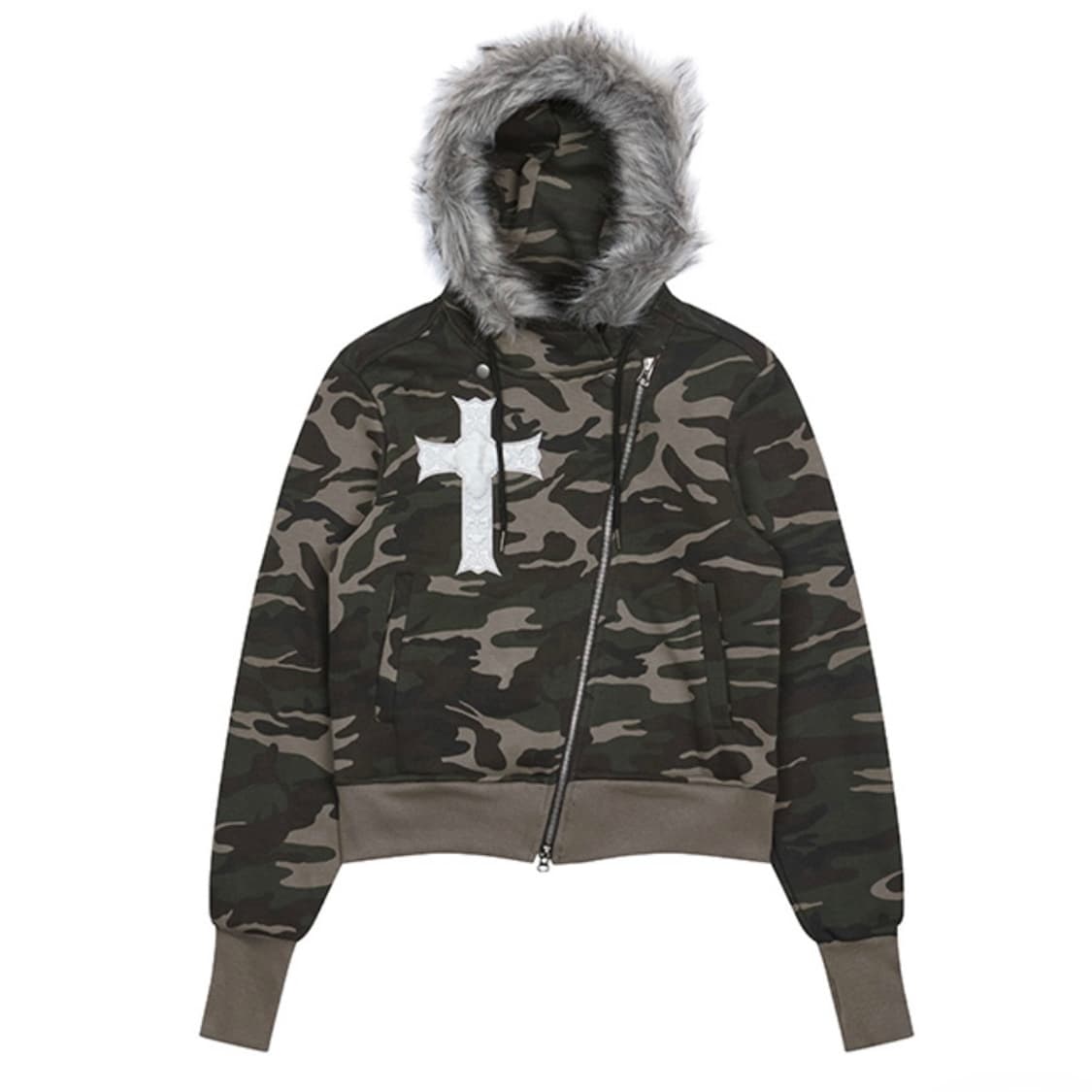 러브이즈트루 퍼 언발란스 후드집업 카모 상품이미지2