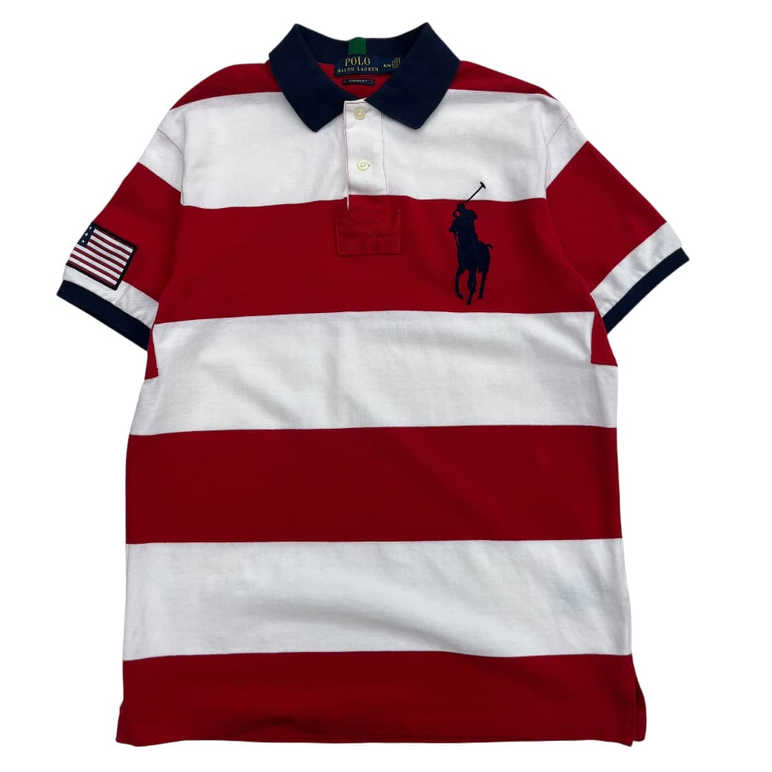 폴로 랄프로렌 빅포니 레드 단가라 성조기 화이트 pk 반팔 M 상품이미지2
