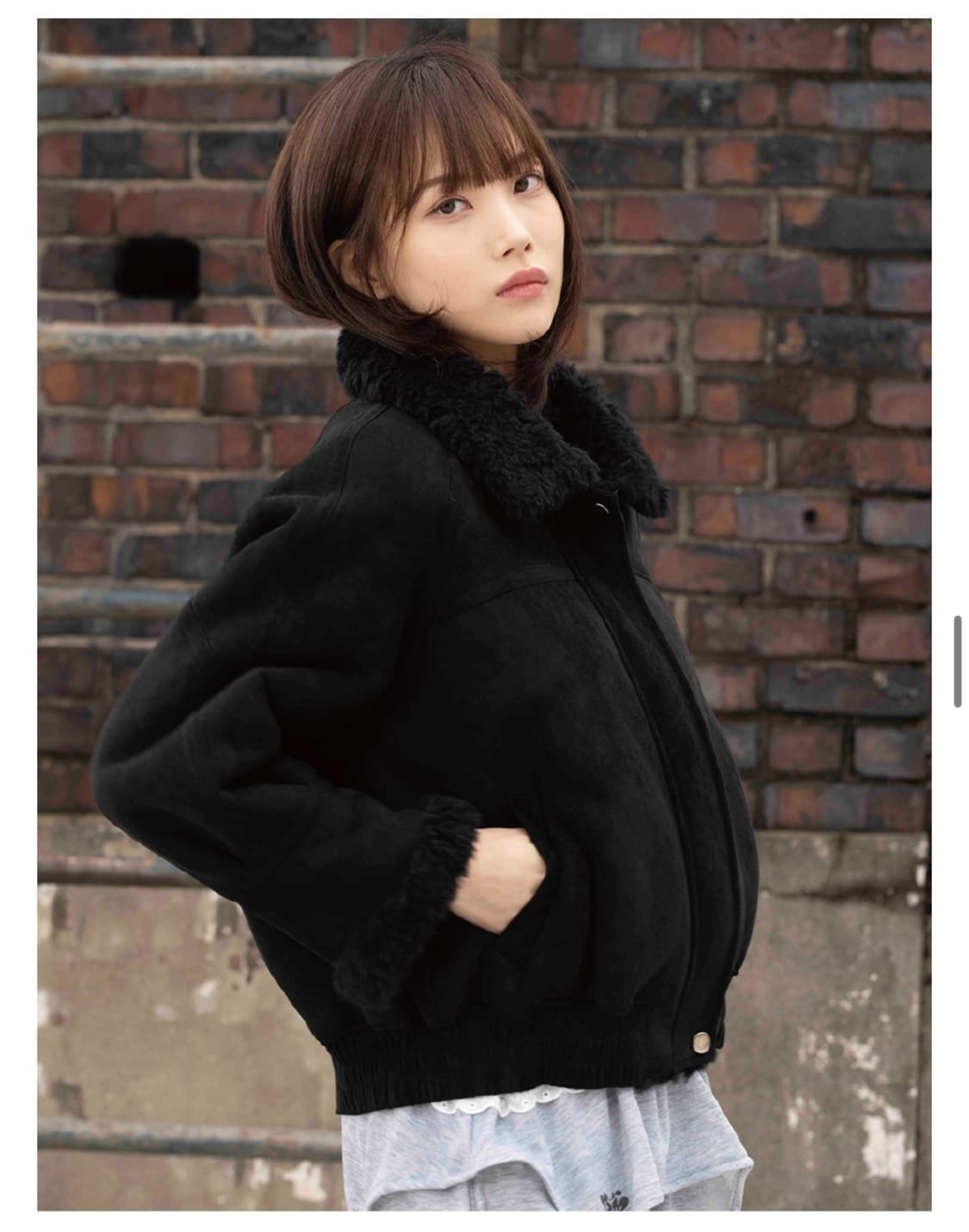 더그린랩_FAUX 스웨이드 블루종 무스탕 상품이미지3