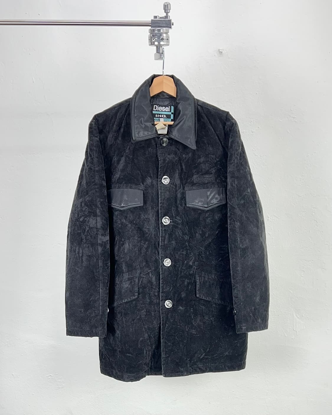 디젤 블랙 벨벳 스웨이드 도킹 헌티드 포켓 코트 자켓 상품이미지1