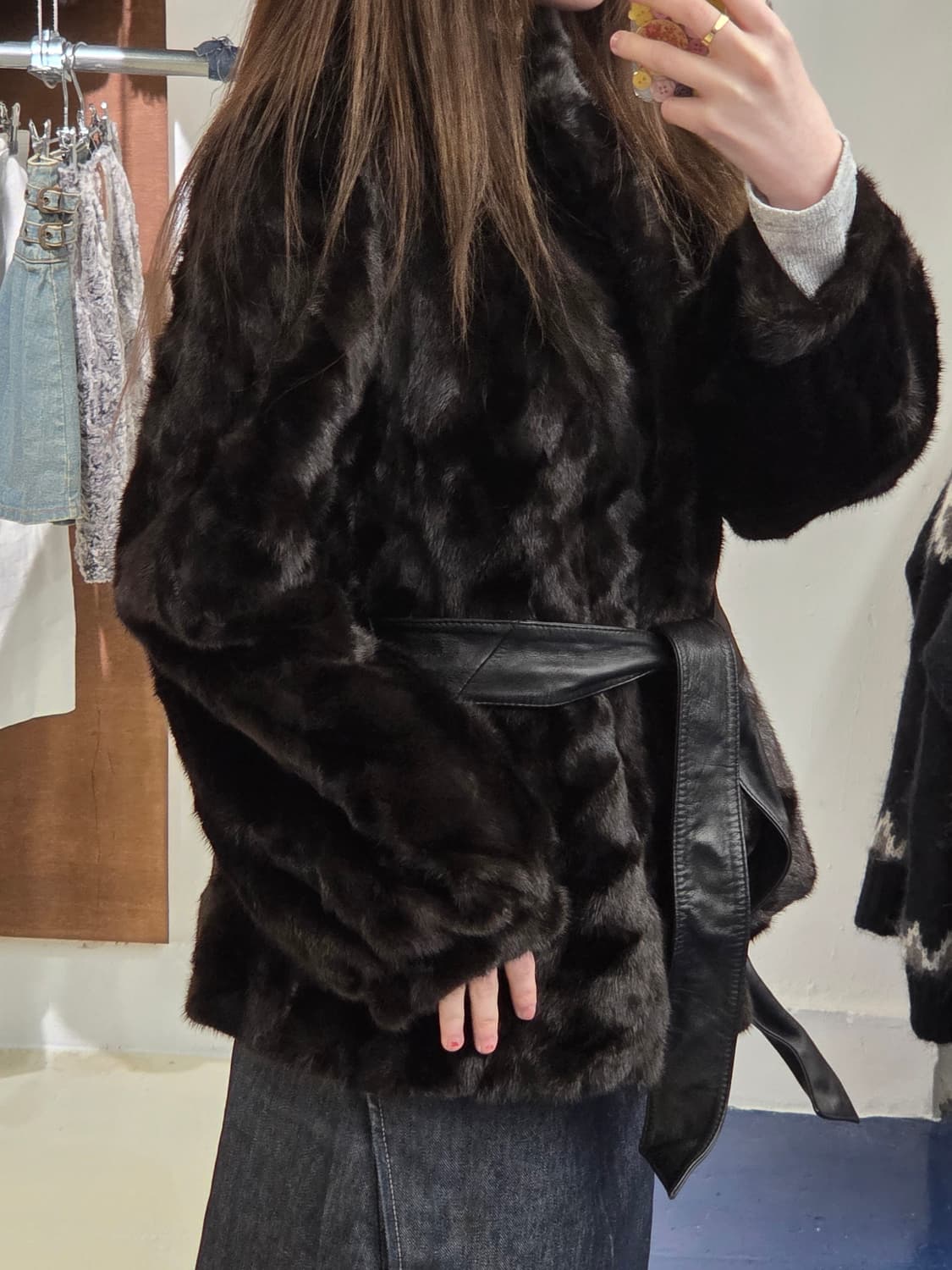 Valencia 밍크 레더벨트 자켓 상품이미지3