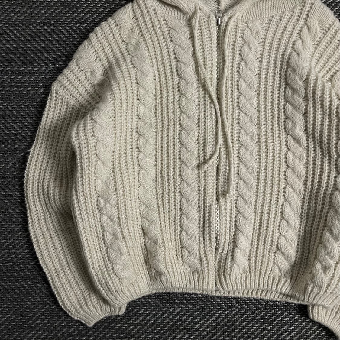 빈티지 케이블 패턴 후드 스웨터 자켓y 3129 상품이미지4