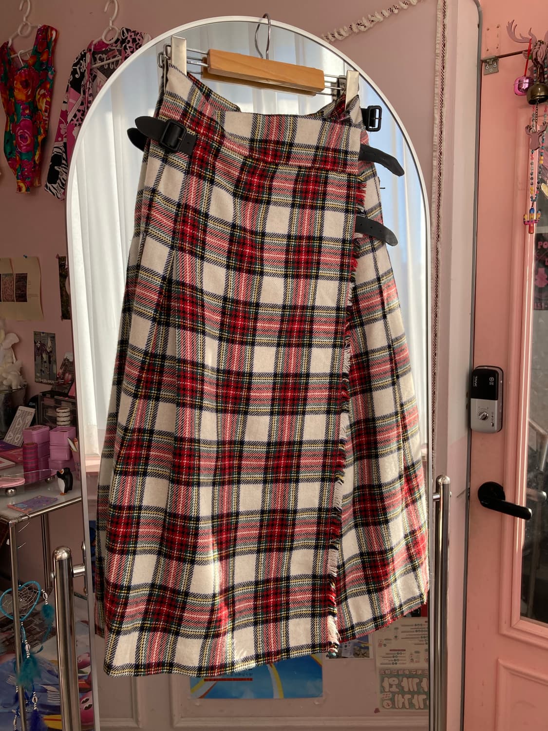 빔즈 beams 빈티지 체크 롱 랩스커트 상품이미지1