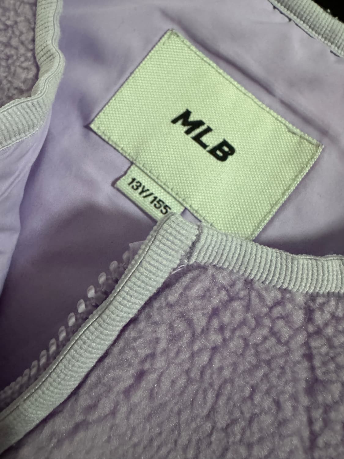 여성 MLB 키즈 플리스 뽀글이 자켓 라벤더 155 S 상품이미지3