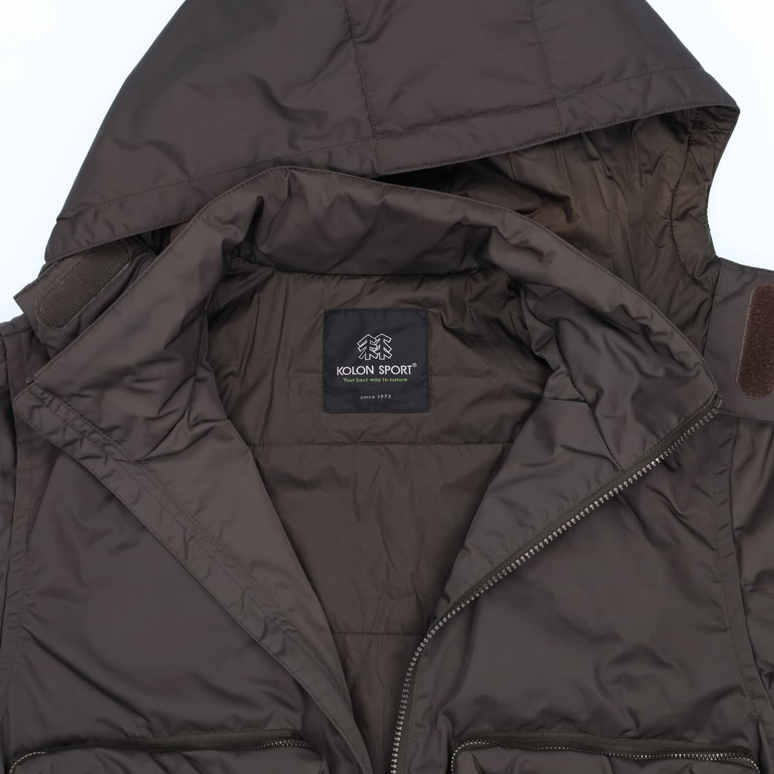 [실측혹인] 코오롱스포츠 후드 자켓(카키와진회색사이) 1208J1 상품이미지4