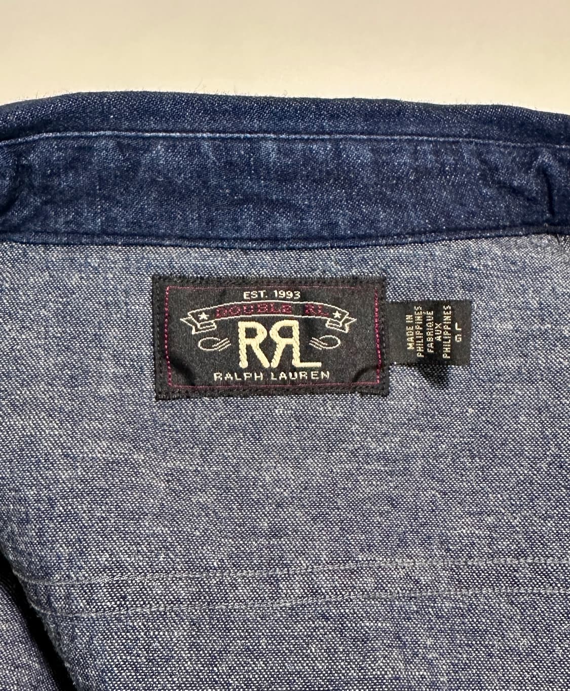 RRL 더블알엘 인디고 코튼 린넨 데님 워크셔츠 L사이즈 신품급 상품이미지3