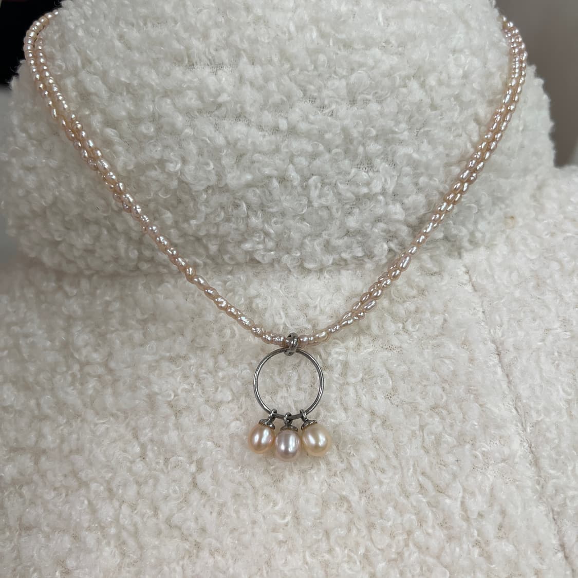 925실버 펜던트 링 밥풀 진주 목걸이 상품이미지2