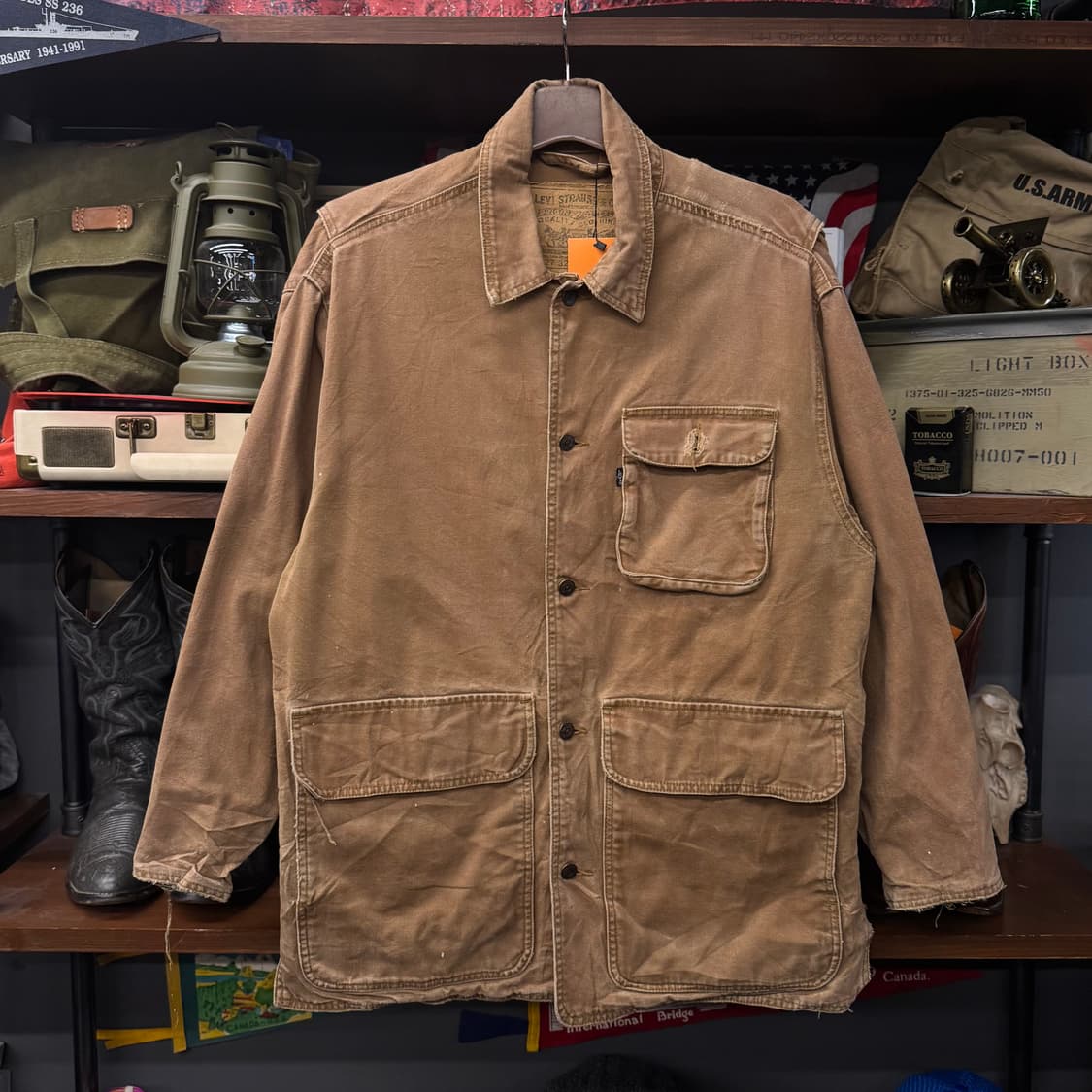 90s 리바이스 헤비 코튼 로고 라이닝 워크 초어 자켓 N219 상품이미지1